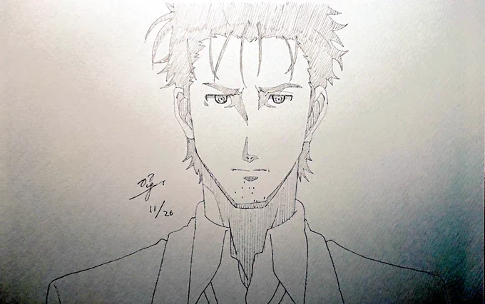 #1日1模写 #シュタインズ・ゲート 今回 岡部倫太郎 前回                             前回模写ツイート 