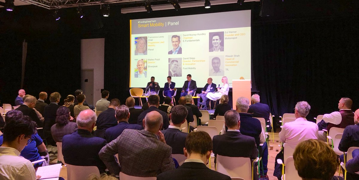 Plexalcity's tweet photo. Rikesh Shah, @TfL’s head of commercial innovation, is at Plexal for #fundingdeeptech. He shares some of the key questions the transport body asks when assessing #mobility solutions:
Is it safe?
Is it secure?
What does it mean for air quality?
Is it equitable? https://t.co/vxIwkrML4z