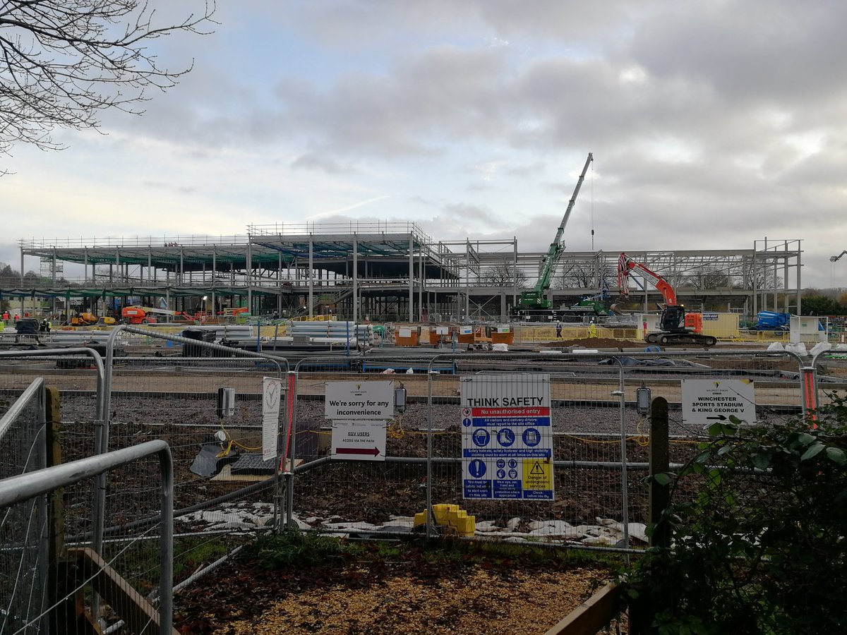 The first photo of the new Bar End sports centre site VS how it's looking now! It's certainly springing up fast🏗️ Thanks to our own Andy Stevens for the photos📸