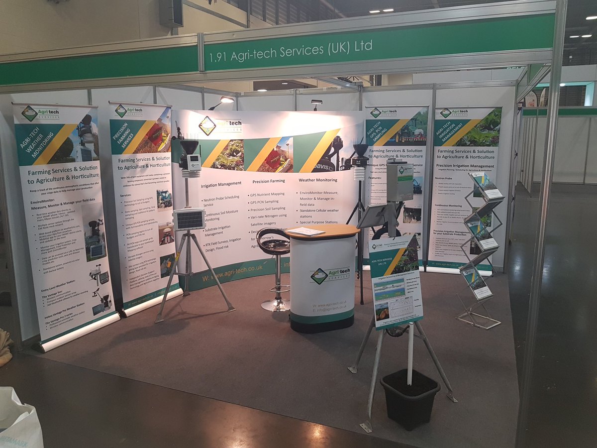 All set up and ready for what's going to be another busy 2 days at #croptec2019  we look forward to seeing customers new and old on stand 91 in hall 1 #irrigationmonitoring #precisionfarming #weathermonitoring #agritechservices