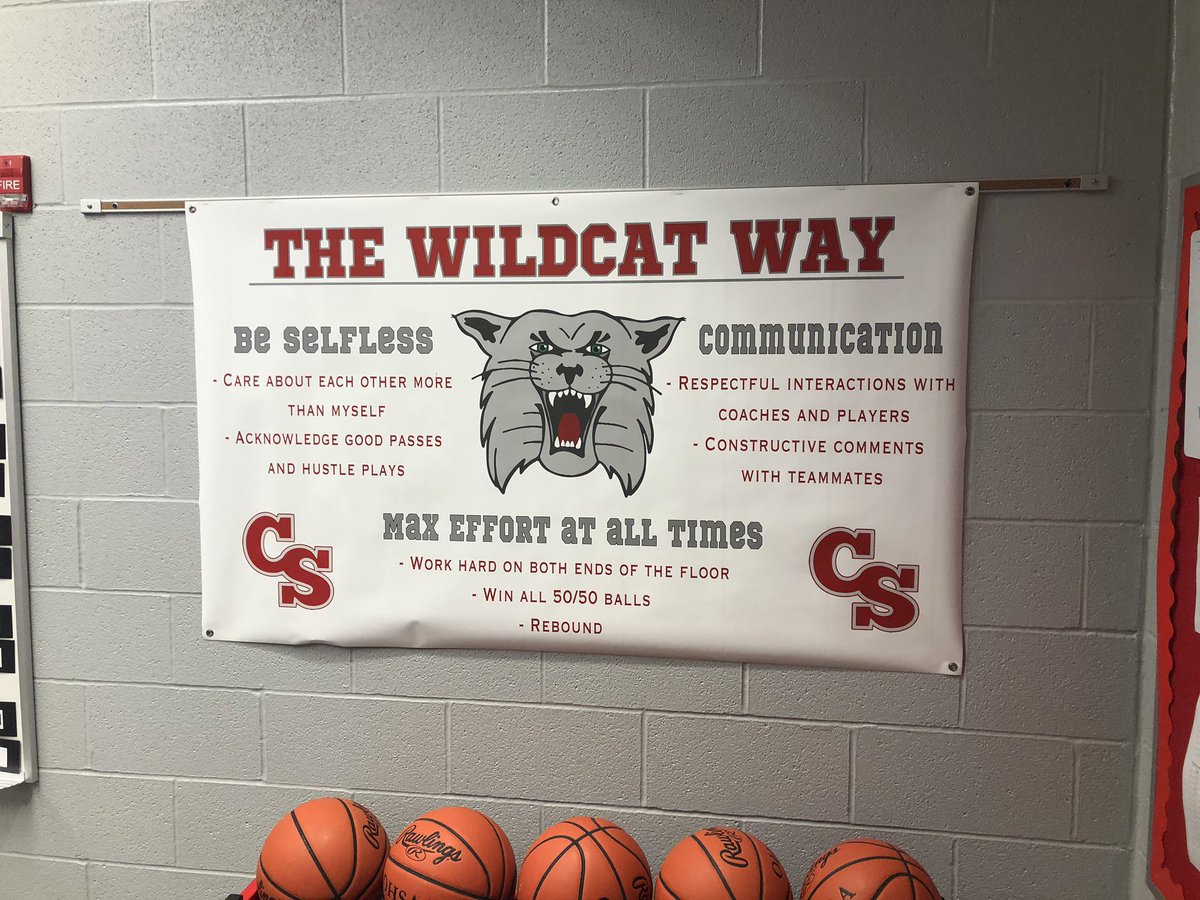 Our locker room is coming together nicely! We have some new banners hanging thanks to our graphic design people. Everything looks great and we really appreciate it! #GoCats #Family