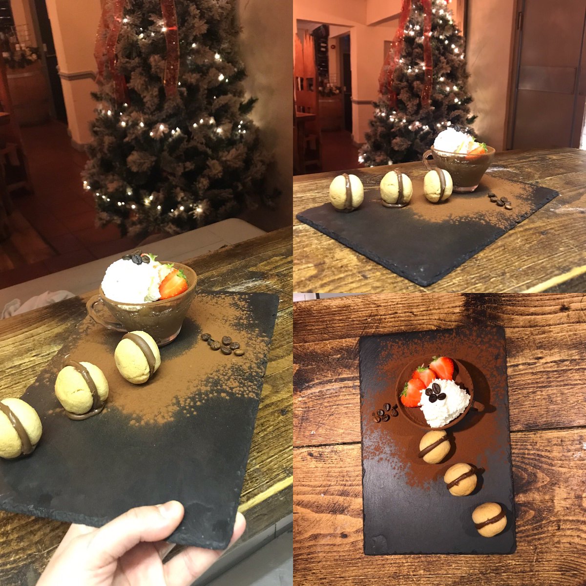 Baci di dama and chocolate and coffee mousse