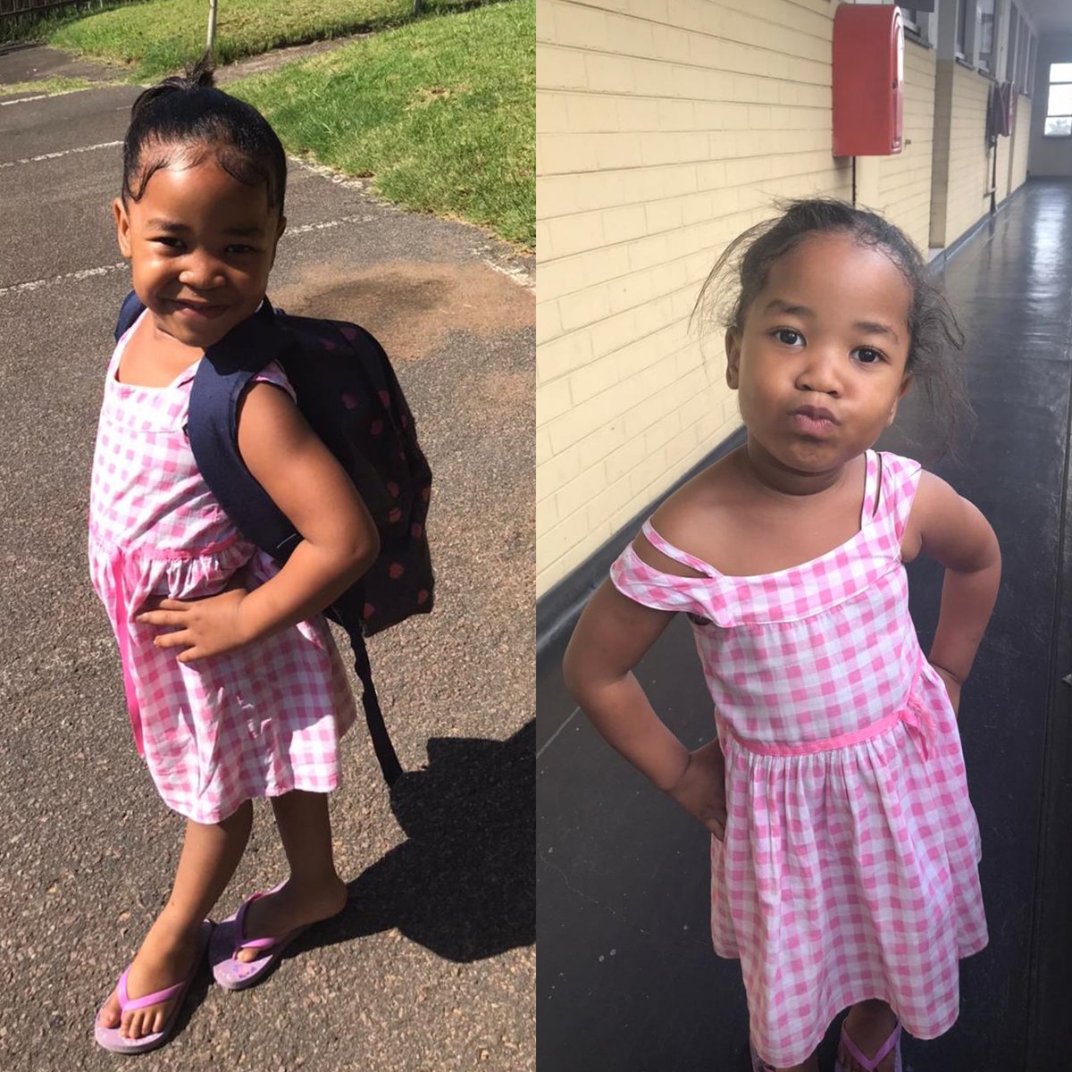 zee_mazie's tweet photo. I spent 30min this morning doing her edges and she came back from school looking like this 😩😂 #BabyZee #BeforeSchoolvsAfterSchool https://t.co/ewprjOBqQY