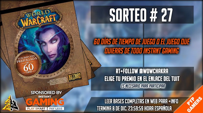 WowChakra's tweet photo. ¡Sorteamos 60 días de WoW o el juego que desees de todo 
@InstantGamingES !

¡Prepárate para las Visiones de N'Zoth!

Para participar haz esto:
✅RT+Follow @WowChakra
✅Elige tu juego en este enlace https://t.co/gGEF4fXb1c *Es necesario

Bases del sorteo: https://t.co/E7w7djH3Ui https://t.co/jYj831Z5KM