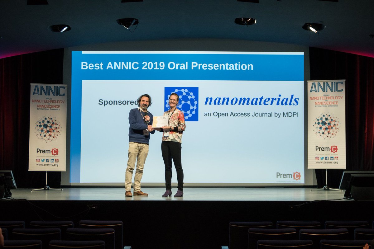 annic_nanotech's tweet photo. Congratulations to Dr. Ilka Kriegel for winning #ANNIC2019 best Oral Presentation award, presented by Nanomaterials @Nano_MDPI! 🥇 🍾 https://t.co/ctlKRjlOVe