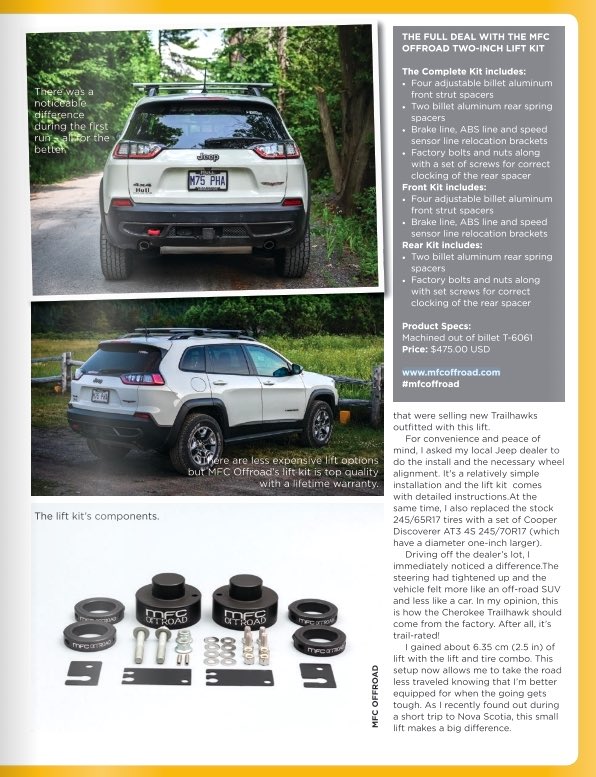 4WDriveCanada's tweet photo. Need extra lift for your Cherokee? MFC Offroad rises to the occasion with its exclusive Two-inch Lift Kit for the 2014-2019 Jeep Cherokee. Read the full story at https://t.co/8cbslNXsXf #jeepcherokee #lift #mfcoffroad https://t.co/BtAP8FGokL
