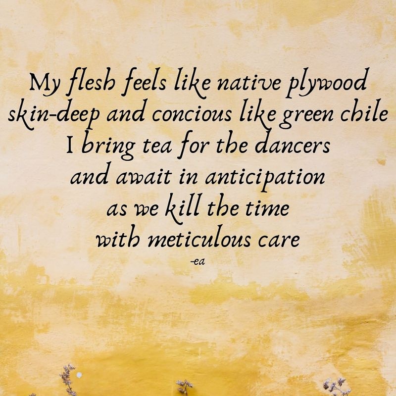 Tea for the dancers
--
#lyricalpoetry #poetrylovers #WritingCommunity