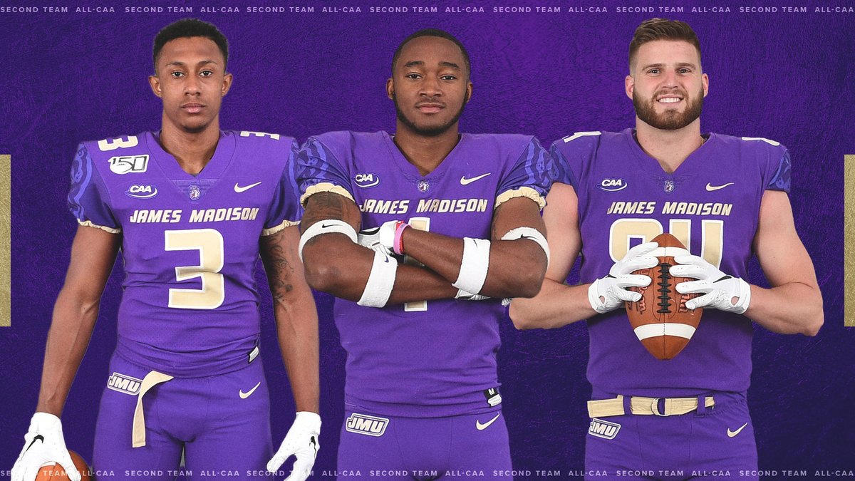 JMUFootball's tweet image. Introducing our Second Team All-CAA honorees‼️

🏈 Brandon Polk, WR
🏈 Dylan Stapleton, TE
🏈 Rashad Robinson, CB

#GoDukes