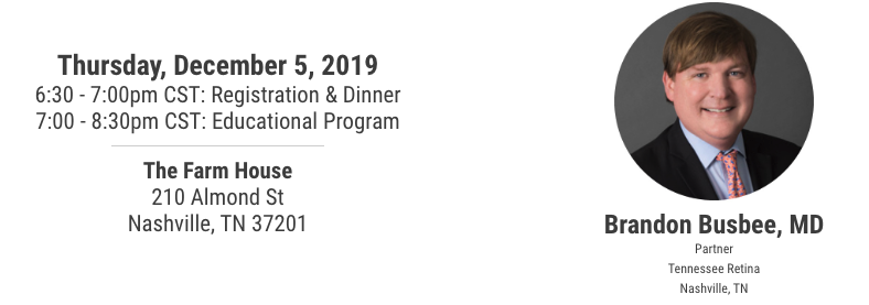 Join Dr. Brandon Busbee for this no-fee #CE Dinner program: Diabetic Retinopathy, the Role of the #Optometrist Register today! hubs.ly/H0lZFl90 <a href="/EvolveMedEd/">Evolve Medical Education LLC</a>