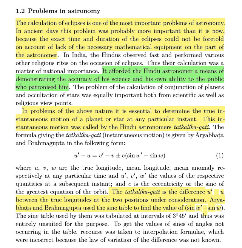 Precision in Calculations is of prime importance to Vaidika KarmakāṇḍinsThis motivates the Determination of the True Instantaneous Motion of a Planet/Star at any Particular MomentHindu Astronomers referred to this Instantaneous Motion at a Given Moment as Tātkālikagati