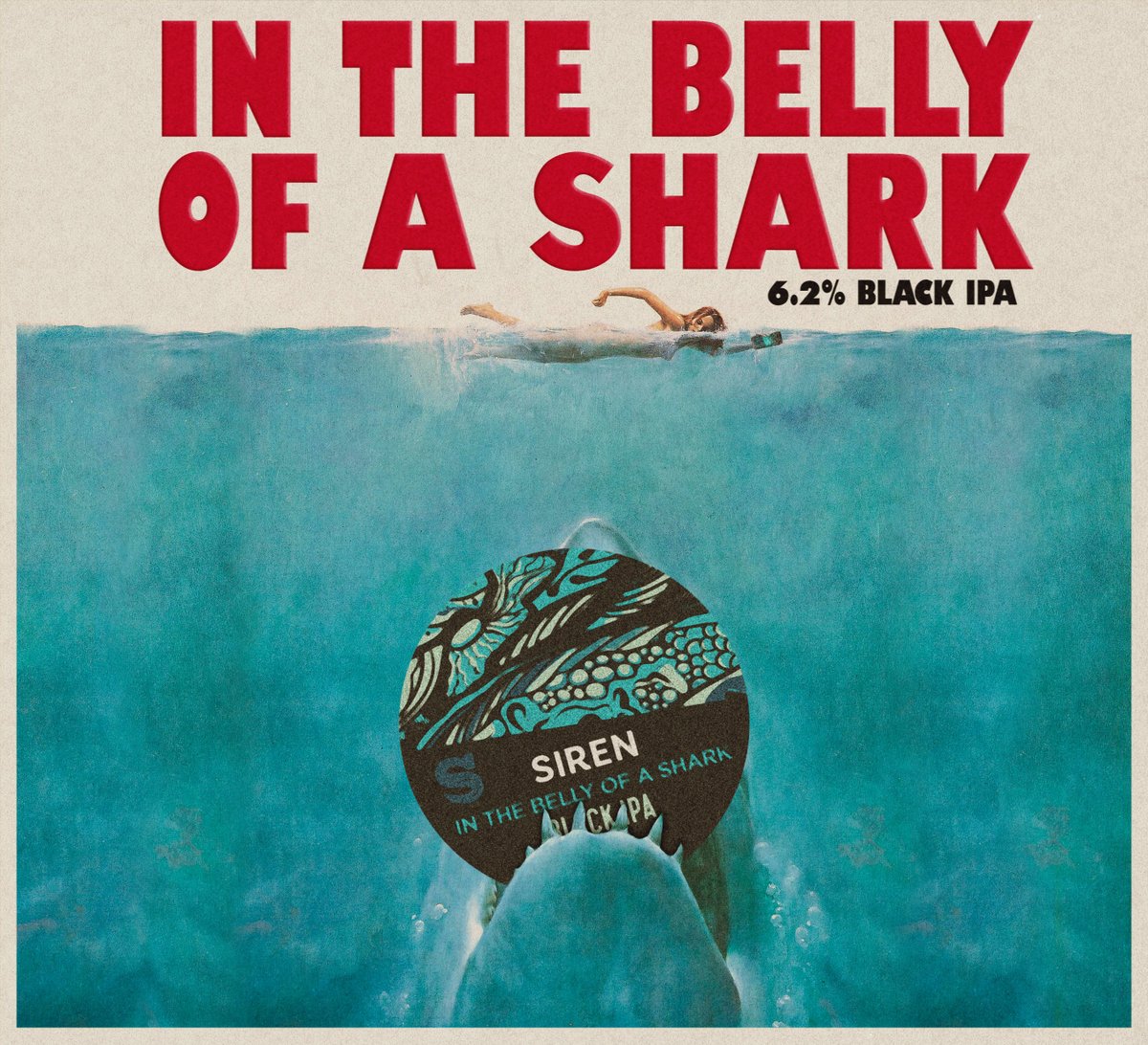 SirenCraftBrew's tweet photo. It's not all about Chocolate Cake, but let's keep it dark... Who's excited for the #BIPAComeback!? 

6.2% Black IPA, IN THE BELLY OF A SHARK, hopped with Citra, Mosaic and Azacca will be available next week! https://t.co/mBeoNhEcc4