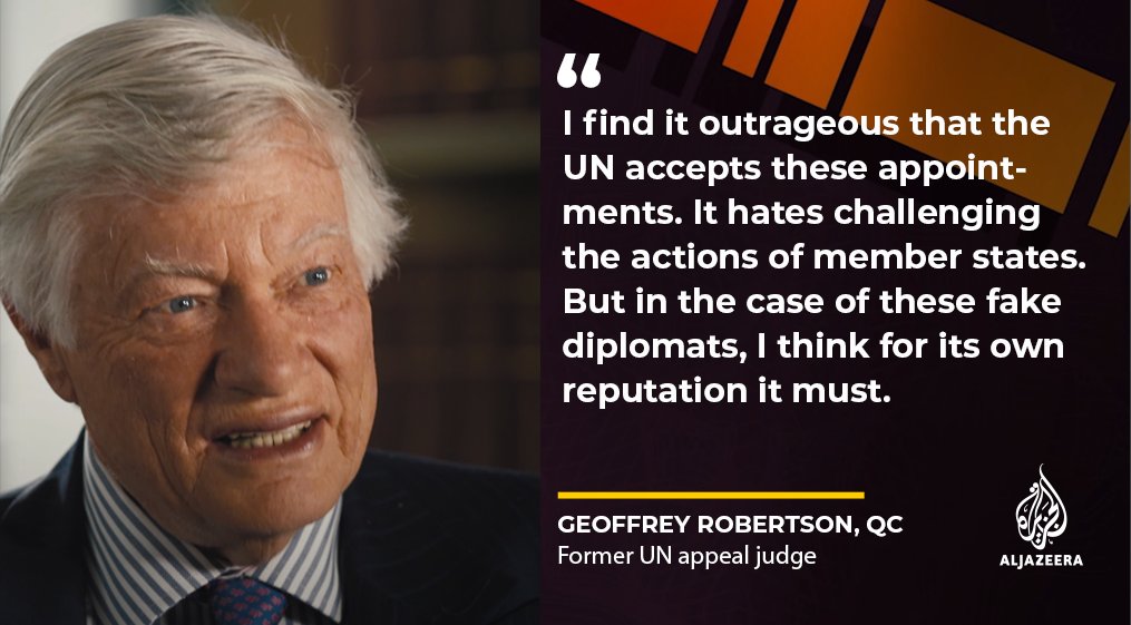 Our investigation also raises questions for the United Nations. We found UN Ambassadors who don’t meet their own standards on who should be a diplomat. Watch  #DiplomatsForSale:  https://aje.io/knrp2 