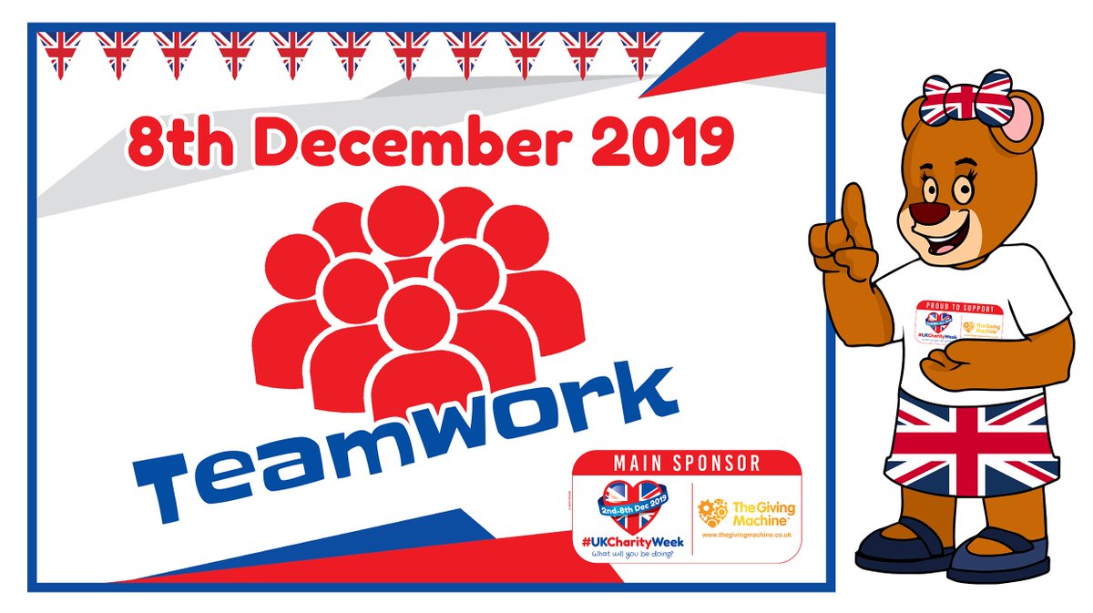 UKCharityWeek's tweet photo. Day Seven | #UKCharityWeek's #TeamworkDay
Proudly sponsored by @GivingMachineUK #charitytuesday https://t.co/j1jBn5SxL2