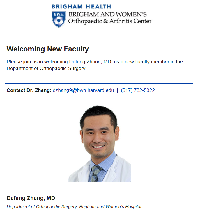 Brandon E Earp (@bearpmd) on Twitter photo So pleased to introduce my amazing new <a href="/BrighamWomens/">Brigham and Women's Hospital</a> Hand and Upper Extremity partner, <a href="/DafangZhang/">Dafang Zhang</a>! Thrilled to have him join us!! #BrighamHand #Orthopaedics So pleased to introduce my amazing new <a href="/BrighamWomens/">Brigham and Women's Hospital</a> Hand and Upper Extremity partner, <a href="/DafangZhang/">Dafang Zhang</a>! Thrilled to have him join us!! #BrighamHand #Orthopaedics
