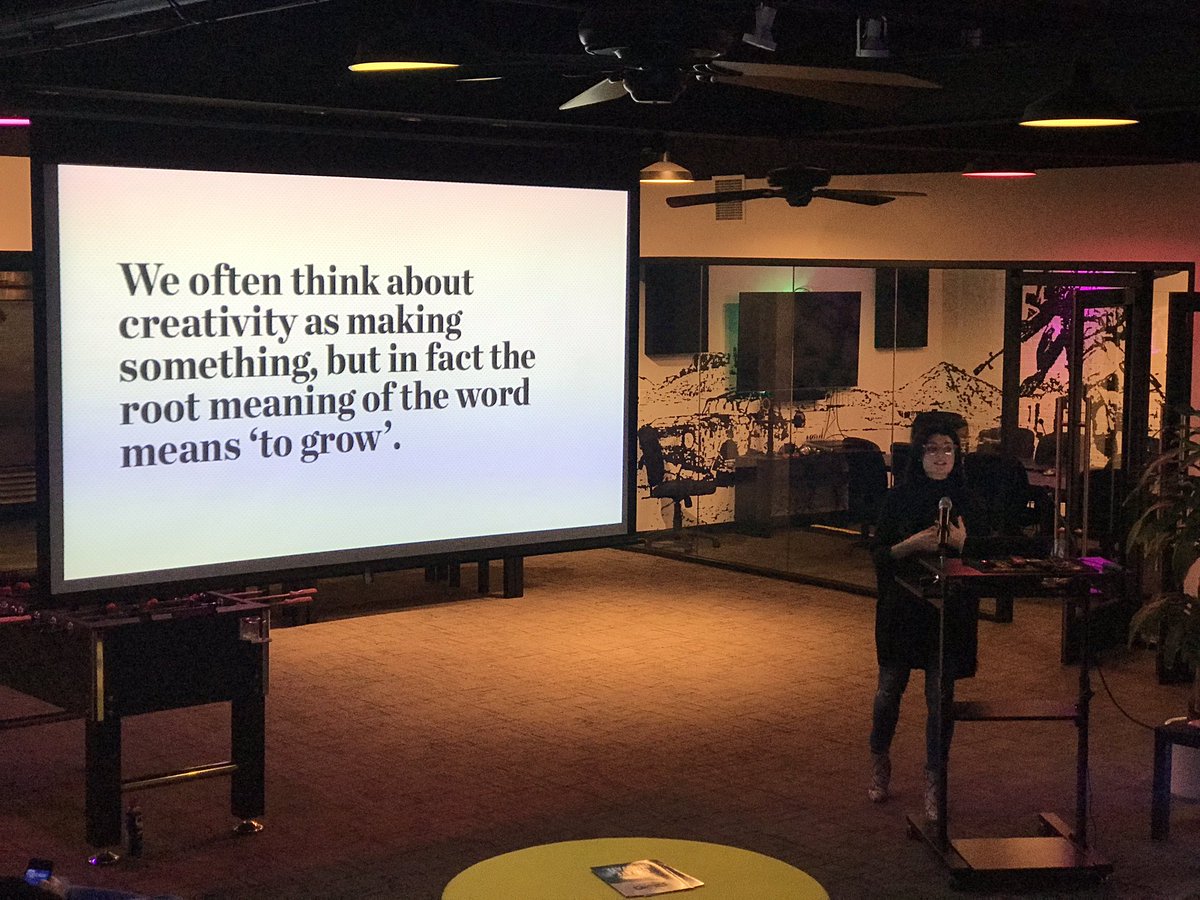 “The root meaning of the word ‘creativity’ means ‘to grow’”

Great talk last night by <a href="/tmgrice/">tmgrice</a> at <a href="/madglory/">Brian Corrigan</a> during the @SharatogaTech night in #Saratoga