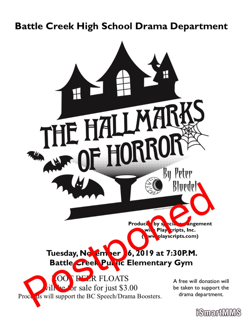 Mother Nature decided to make us wait to laugh...one-act play public performance is postponed.