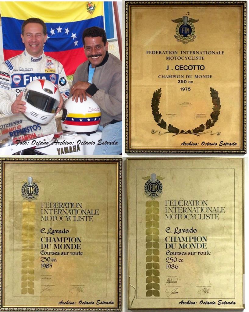vaccarellagp's tweet image. Comparto con Uds. esta maravillosa foto de mi gran pana Octavio estrada.. sus comentarios. Los únicos latinoamericanos en ganar en el mundial de motociclismo.