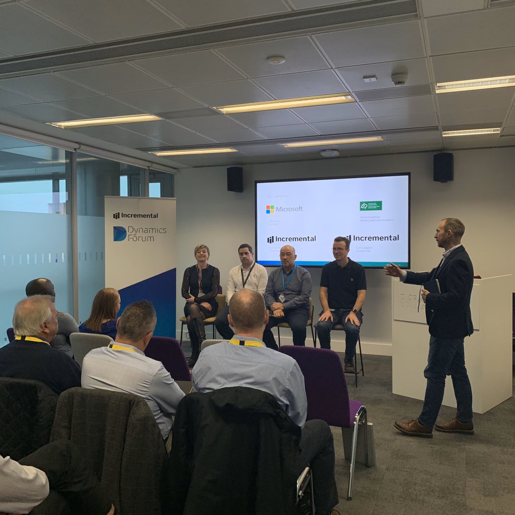 inc_group_uk's tweet photo. #DynamicsForum #Edinburgh is well underway as we move into our panel session, featuring Sheena McHardy and @D365CG from Incremental, @davidsreid from #Microsoft and customer guest Vince Donaldson from @forestryls. https://t.co/j5Zxo1IEpi