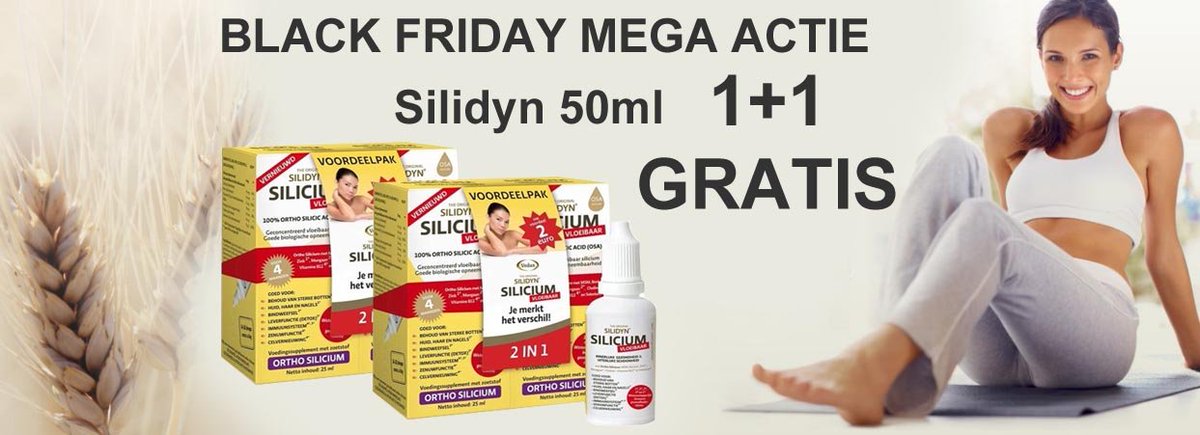Black Friday!!!!!
1+1 GRATIS #Silidyn druppels 50 ml
Dus u krijgt nu 2X 50 ML
Actie geldig t/m 2 december 2019, niet geldig in combinatie met andere kortingen.
Bestel vandaag: gezondheidswebwinkel.nl/health.html/1-…