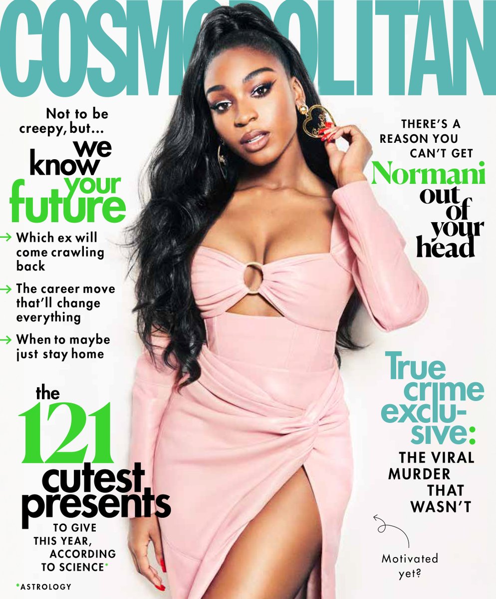 Cosmopolitan's tweet photo. We’re ringing in the new decade—and our Decembuary issue—with pop's newest princess @Normani on the cover (as you may already know 😏)! After bringing the world to a standstill with her smash hit “Motivation,” the 23-year-old is here to change the game. https://t.co/qt1VvCi18s https://t.co/YNJMCdbAjq