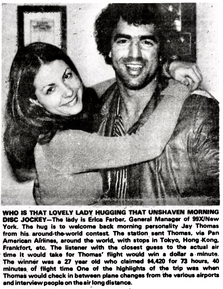RadioRewinder's tweet photo. #RadioLegend Jay Thomas with Erica Farber. Now #RAB President. Then #99x GM. #WXLO #NewYorkRadio 1976 https://t.co/REspyxWOZp