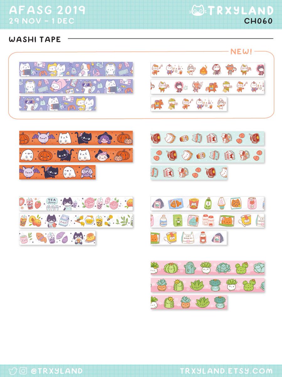 Here's my catalog for #AFASG! I'll be at table CH060, come say hi ☺️

Everything except the stickers will also be released online at the same time (Thurs 28 Nov at 9PM EST) in my shop: https://t.co/H5lVzOEUkm 