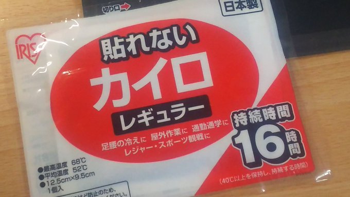 このカイロ見るたびに

なんで「貼れない」なんて卑下するようなこと言うんだよ…そんな君だから選んだんだよ…!

みたいな気持ちになります。 