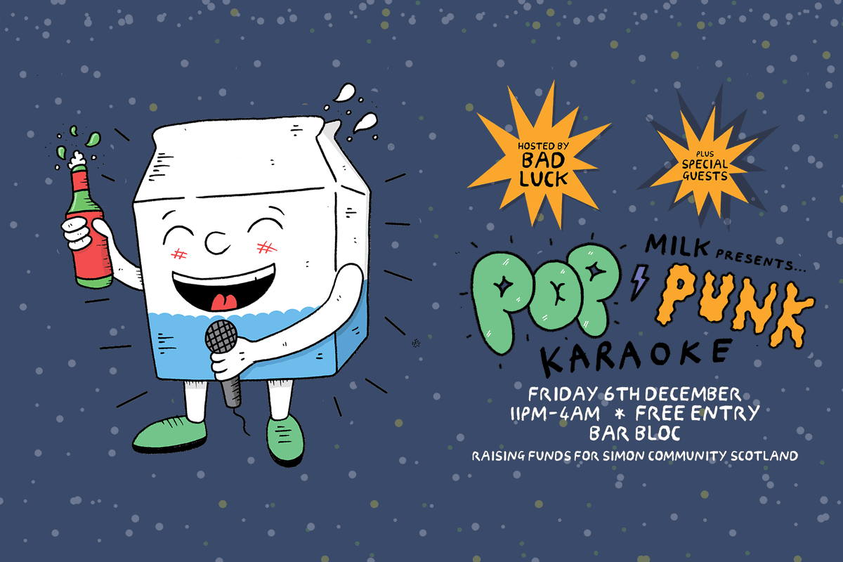 Bloc+ (@blocglasgow) on Twitter photo Not long until <a href="/GlasgowMILK/">MILK Glasgow</a> bring their Pop Punk Karaoke to BLOC! Guest singer announcements:
#1 David Cowan from <a href="/LightGuides/">LightGuides</a> LightGuides singing Lit
#2 Beth Black from <a href="/helloslowlight/">Slowlight</a> singing Green Day
#3 <a href="/MCassidyuk/">Michael Cassidy</a> singing New Found Glory Not long until <a href="/GlasgowMILK/">MILK Glasgow</a> bring their Pop Punk Karaoke to BLOC! Guest singer announcements:
#1 David Cowan from <a href="/LightGuides/">LightGuides</a> LightGuides singing Lit
#2 Beth Black from <a href="/helloslowlight/">Slowlight</a> singing Green Day
#3 <a href="/MCassidyuk/">Michael Cassidy</a> singing New Found Glory