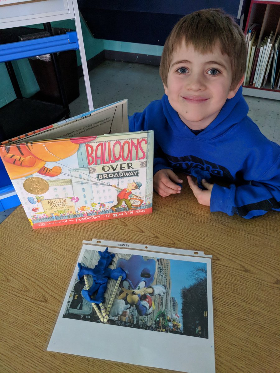 Read Aloud today...Balloons Over Broadway with our very own playdough balloons flying down Broadway.  Ss are wondering...will the balloons fly high this Thanksgiving or will the winds (23mph +) ground them? #ThanksgivingDayParade #weatherwonders #canandaiguaproud