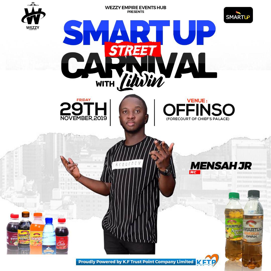 officiallilwin's tweet photo. WE CAN'T ROLL WITHOUT MASTER OF CEREMONY 

Our Official DJ @djaromaGH
 and The Official Mc for the night @Mensa_Jr
For the Smartup Street Canival with Lilwin 
This Friday 29th November 
@ Offinso
6pm Till Day Break 

Proudly powered by @KFTrust
#SmartupEnergy #SmartupApple https://t.co/5yXNNhdBXJ