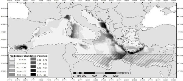 This paper knows uncertainty is important. But they've drawn an arbitrary line across an area where they have low sampling effort. But sampling effort is varying outside that area as well. A map of spatially varying uncertainty would be nice