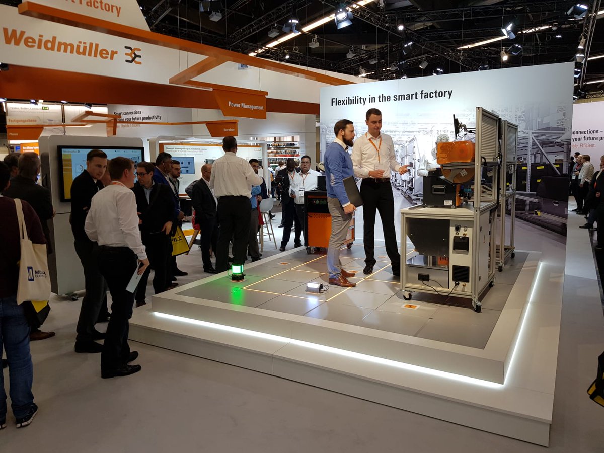 thingosio's tweet photo. @Weidmueller is presenting the further development of the Smart Floor at #SPS19 Fair in Nürnberg, which was developed in cooperation with @RexrothDACH, Weidmüller and ThingOS. Interested parties can get in touch with the Smart Floor until Thursday! https://t.co/NPc0E4Ynhc