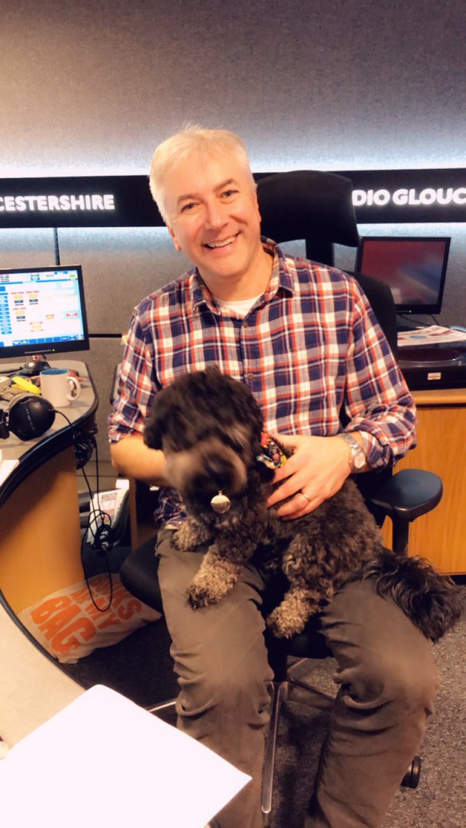 DomCotter's tweet photo. We’re having so much fun on the @BBCGlos lunchbreak with @JustShutUpDance &amp; @hymnsheetharris and of course CHIP THE DOG !! So cute https://t.co/pduSFeBLKm