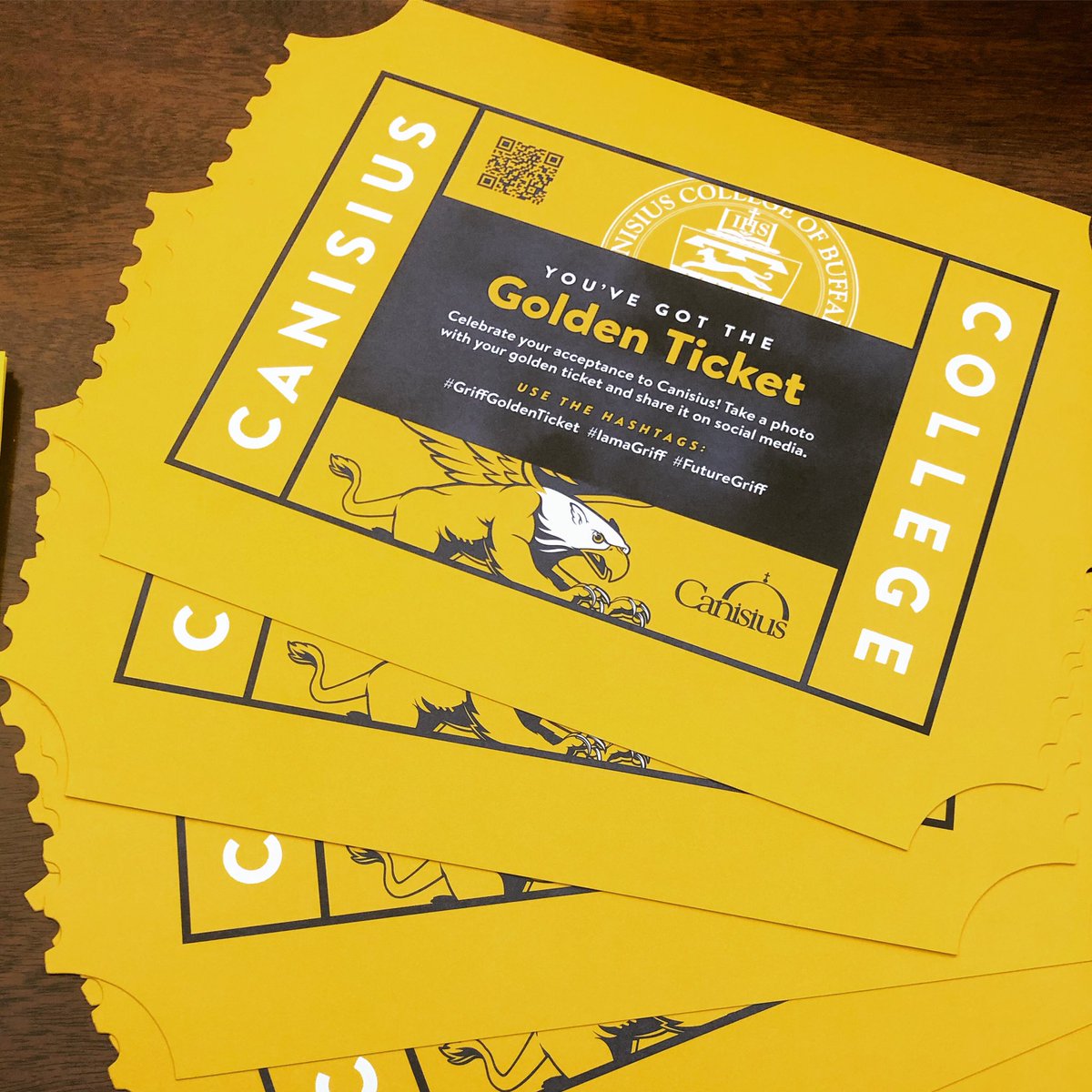 CanisiusAdmiss's tweet photo. Future Griffs have you been checking your mailboxes?! Show your Griff pride and post a picture with your #GriffGoldenTicket!! @CanisiusCollege @CanisiusAdmiss https://t.co/dyk15GAnMl