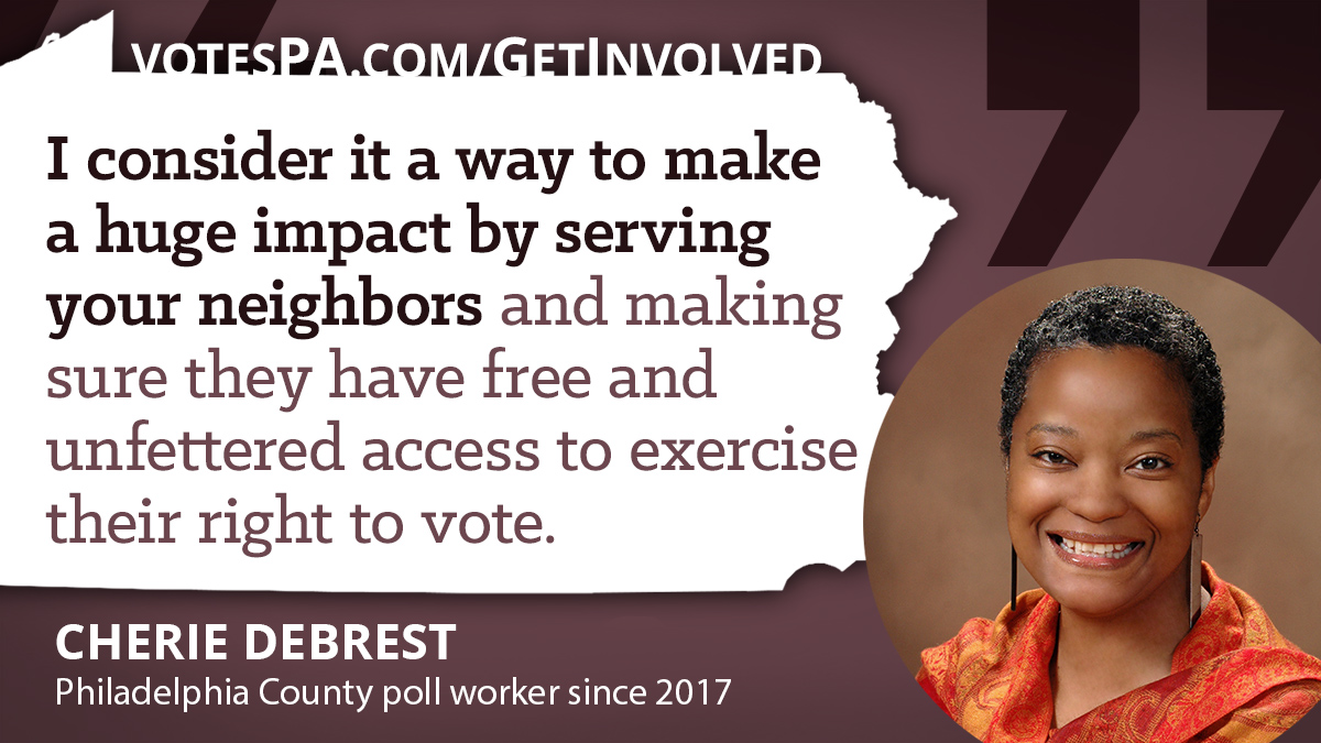 PAStateDept's tweet image. #TuesdayTestimonial Poll workers are members of your local community who got involved because they know the importance of fair, free, and open elections. You can get involved by contacting your local board of elections: votesPA.com/GetInvolved