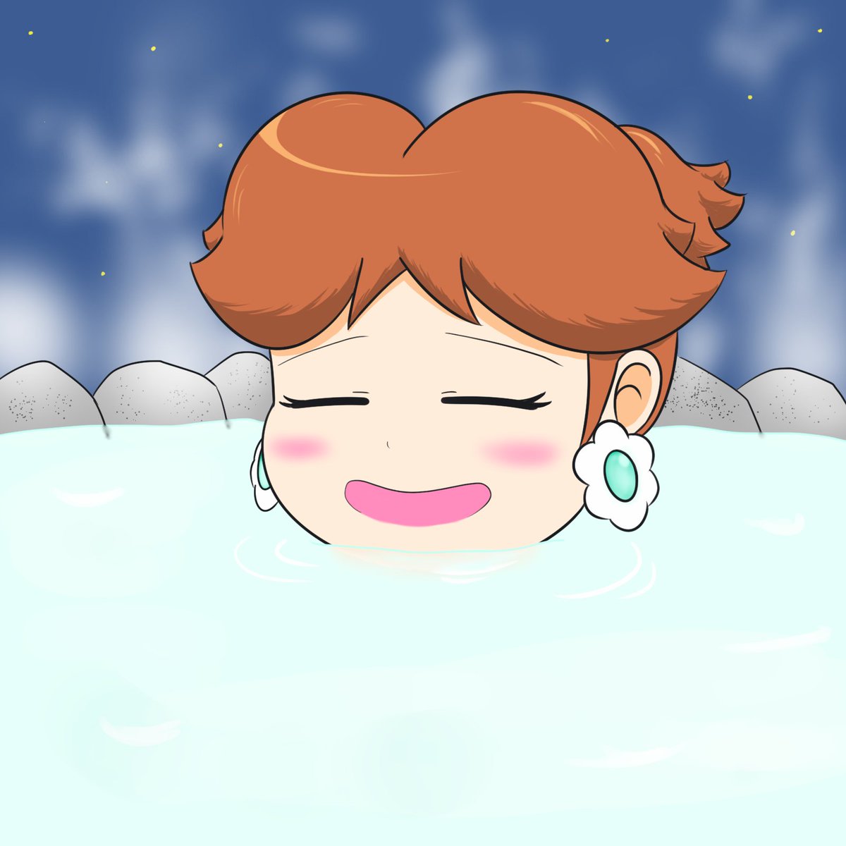 レースなりオリンピックなりで日本に来たついでに露天風呂に入ってみるデイジー姫 きりほしのイラスト レースなりオリンピックなりで日本に来たついでに露天風呂に入ってみるデイジー姫 きりほしのイラスト