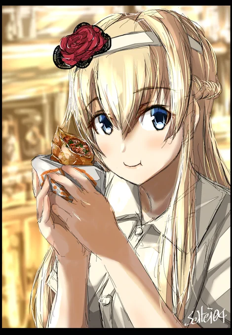 ウォー様がお忍びで行ったB-1グランプリで津ぎょうざ食べてた  
#艦これ版深夜の真剣お絵描き60分一本勝負 
#艦これ版真剣お絵描き60分一本勝負_20191126 
#ウォースパイト進水日 