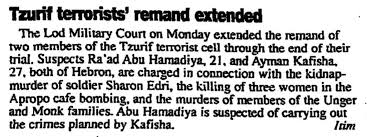 On 11-12th March 2011, Corbyn hosted and spoke to UFree conference - an audience which included Martin "long tentacles of Israel" Linton - campaigning for the release of Ayman Kafisha and other prisoners, who in 1997 was found guilty of bombing Cafe Apropo killing 3 Jewish women.