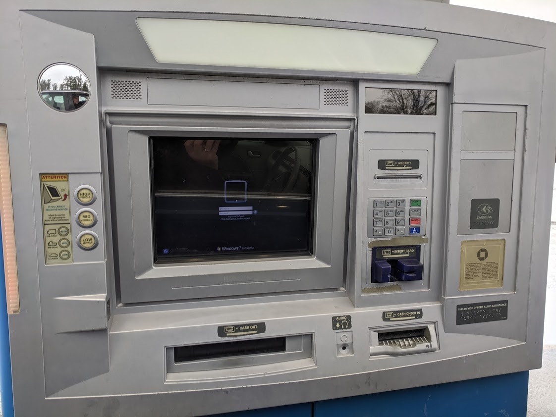 MattJ_McDermott's tweet photo. @Chase @ChaseSupport the ATM at 102 Northland Plaza, Kalkaska, MI has been down (stuck on Windows 7 login screen) for over a week.  It is bad enough that you closed the local branch. https://t.co/HJndCmK0Cr