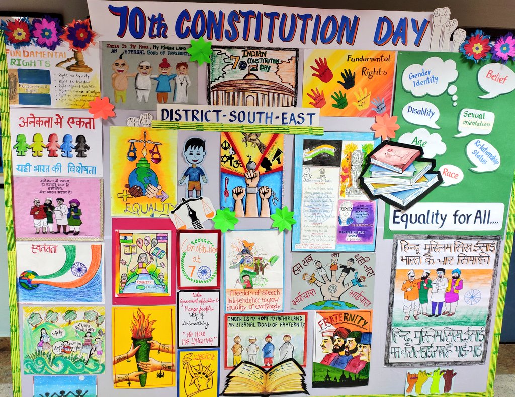 ManuGulati11's tweet photo. Looking at the bright &amp; beautiful 
'Walls of Expression' prepared by #DelhiGovtSchool students today, I felt...

I need another life to be so talented. 😊

#ConstitutionAt70 campaign
#ConstitutionDay2019 https://t.co/yU4ivYOILR