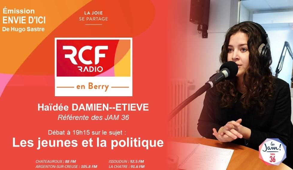 JeunesMacron36's tweet photo. Rendez-vous mercredi à 19h15 sur RCF en Berry pour débattre des jeunes en politique avec Haïdée Damien-Etiève, référente des Jeunes Avec Macron de l'Indre, ainsi que les jeunes républicains 36 et la France Insoumise de l'Indre ! https://t.co/6Lx20SDC2J