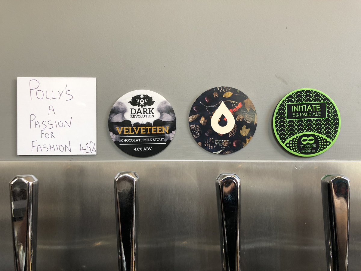 Mold Alehouse (@moldalehouse) on Twitter photo Tuesday’s KeyKeg beers from 4pm -
A passion for fashion - <a href="/pollysbrewco/">Polly's</a>
Velveteen Choc Milk Stout - <a href="/darkrevbeer/">Dark Revolution</a>
Initiate Pale Ale - <a href="/hafodbrewery/">Hafod Brewing Co Ltd</a>
The Feels - <a href="/pollysbrewco/">Polly's</a> Tuesday’s KeyKeg beers from 4pm -
A passion for fashion - <a href="/pollysbrewco/">Polly's</a>
Velveteen Choc Milk Stout - <a href="/darkrevbeer/">Dark Revolution</a>
Initiate Pale Ale - <a href="/hafodbrewery/">Hafod Brewing Co Ltd</a>
The Feels - <a href="/pollysbrewco/">Polly's</a>