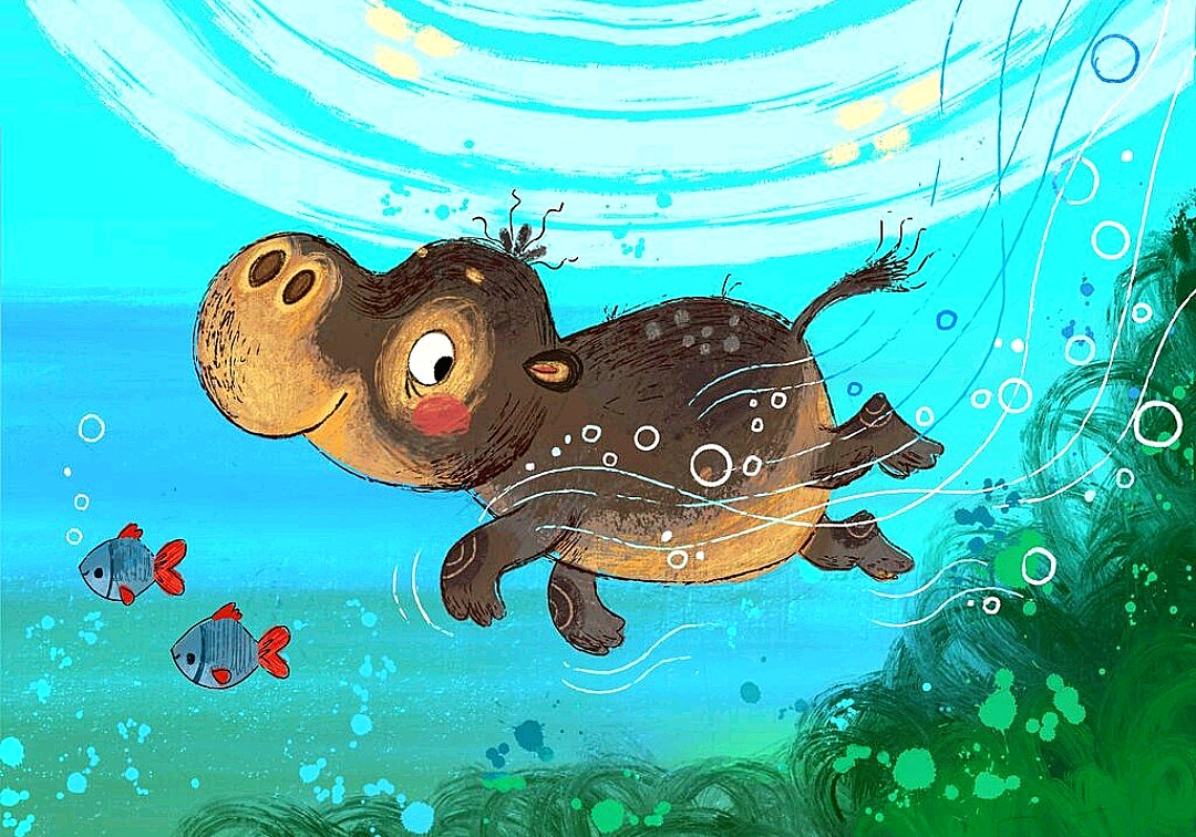 #LittleHippo #swimming #happy
