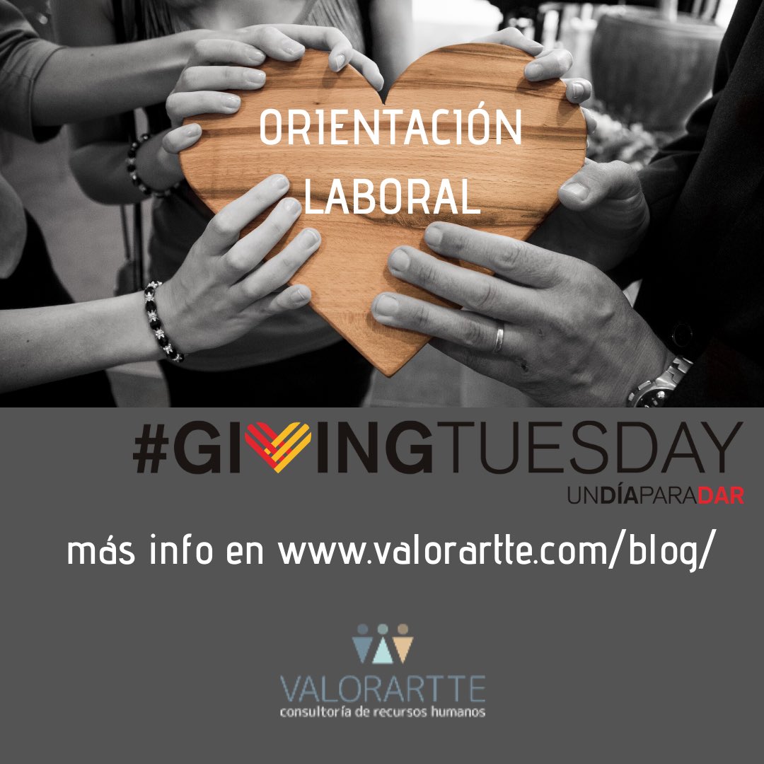 valorartterrhh's tweet photo. Como colaboradores del GivingTuesday 2019
Realizaremos la Orientación laboral gratuita a 4 personas desempleadas mayores de 45 años.El objetivo es dar las herramientas necesarias en materia de orientación a estas cuatro personas, para facilitar su acceso al mercado laboral. https://t.co/WJ3WfeWWiE