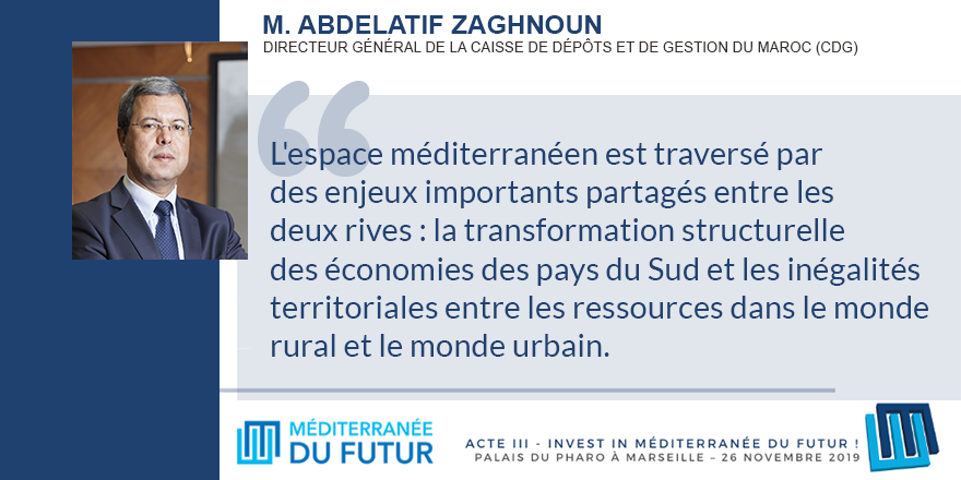 MaRegionSud's tweet photo. "L'espace méditerranéen est traversé par des enjeux importants partagés entre les deux rives : la transformation structurelle des économies des pays du Sud et les inégalités territoriales entre les ressources dans le monde rural et le monde urbain" Abdelatif Zaghnoun, CDG Maroc https://t.co/3U3UDt2FKw