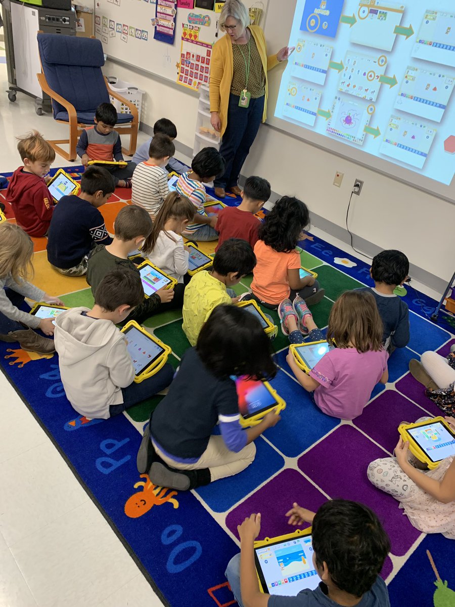 Learning how to code with SCRATCH JR. <a href="/GoshenPostES/">Goshen Post ES</a> #gogpgators #kinderscan