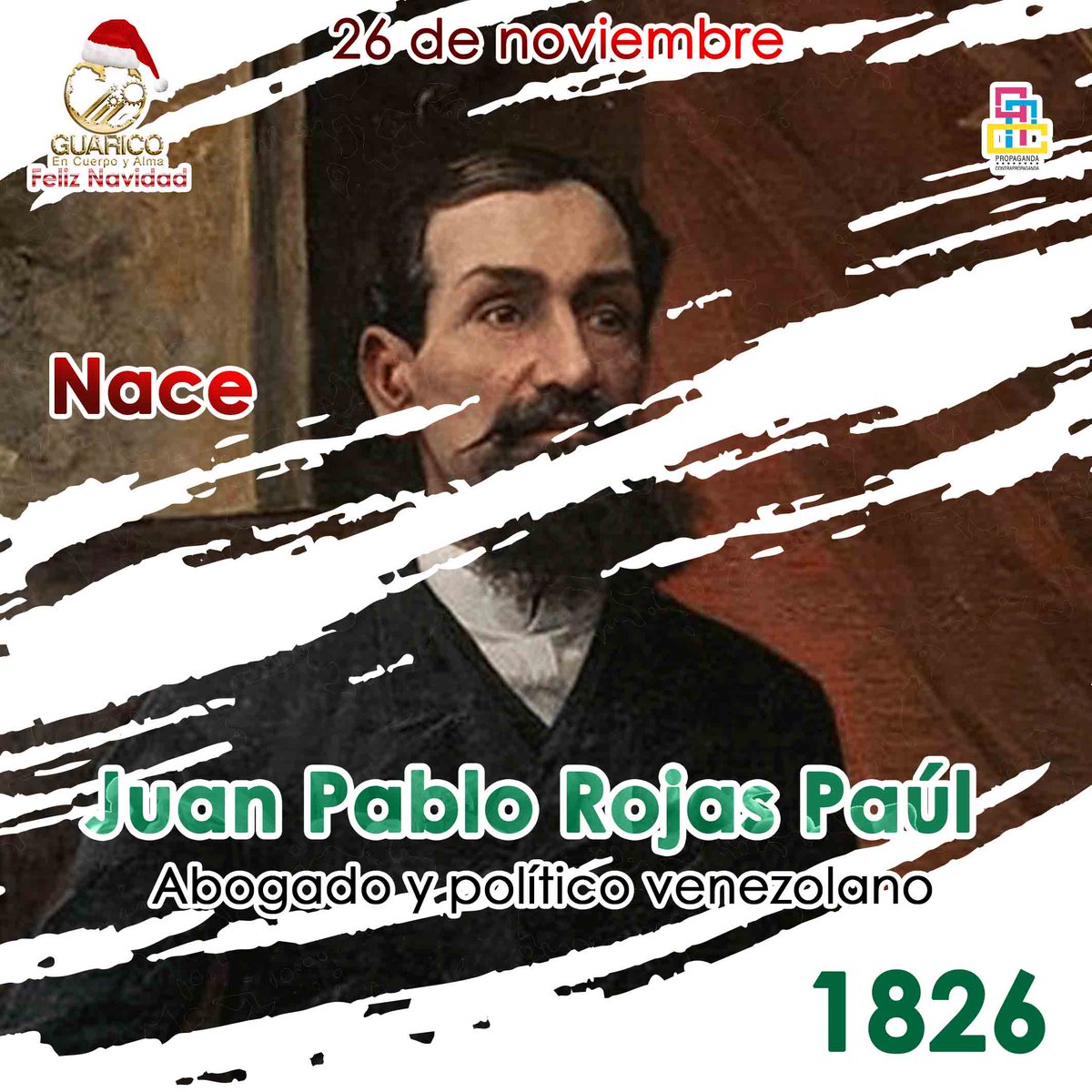 Gob_Guarico's tweet photo. #26Nov 🗓️ 1826 nace, Juan Pablo Rojas Paúl fue un político miembro del Liberalismo Amarillo, abogado, experto en temas fiscales, venezolano presidente de la República desde 1888 a 1890.

#EnDirectoJV
#EnGuáricoEsNavidad
#GMVVHito2Millones900Mil https://t.co/XJUfRkUDMa
