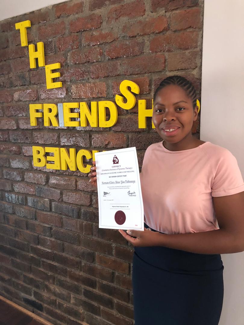 friendshipbench's tweet photo. Congratulations to this amazing Friendship Bench intern @aucland_yakami for all your hard work and dedication to getting to this point of having your #ConnectZIST certificate in hand, phew, time to breathe! We're so happy for you! Keep on learning and standing tall :) 🏆🎈🌻 https://t.co/oVqfbQ38PP