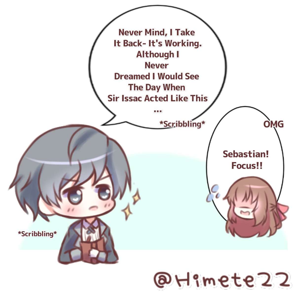 Based from Theo vz Isaac 12 flavors of love 
.
Damn sebastian i'm really gonna burn that book if u not helping me :)
.
My chibi for comic always change right? lol ?
.
Tags :
#ikemenvampire #ikevamp #issac #issacnewton #theodorusvangogh #theo #sebastian #sebas #cmc #oc 