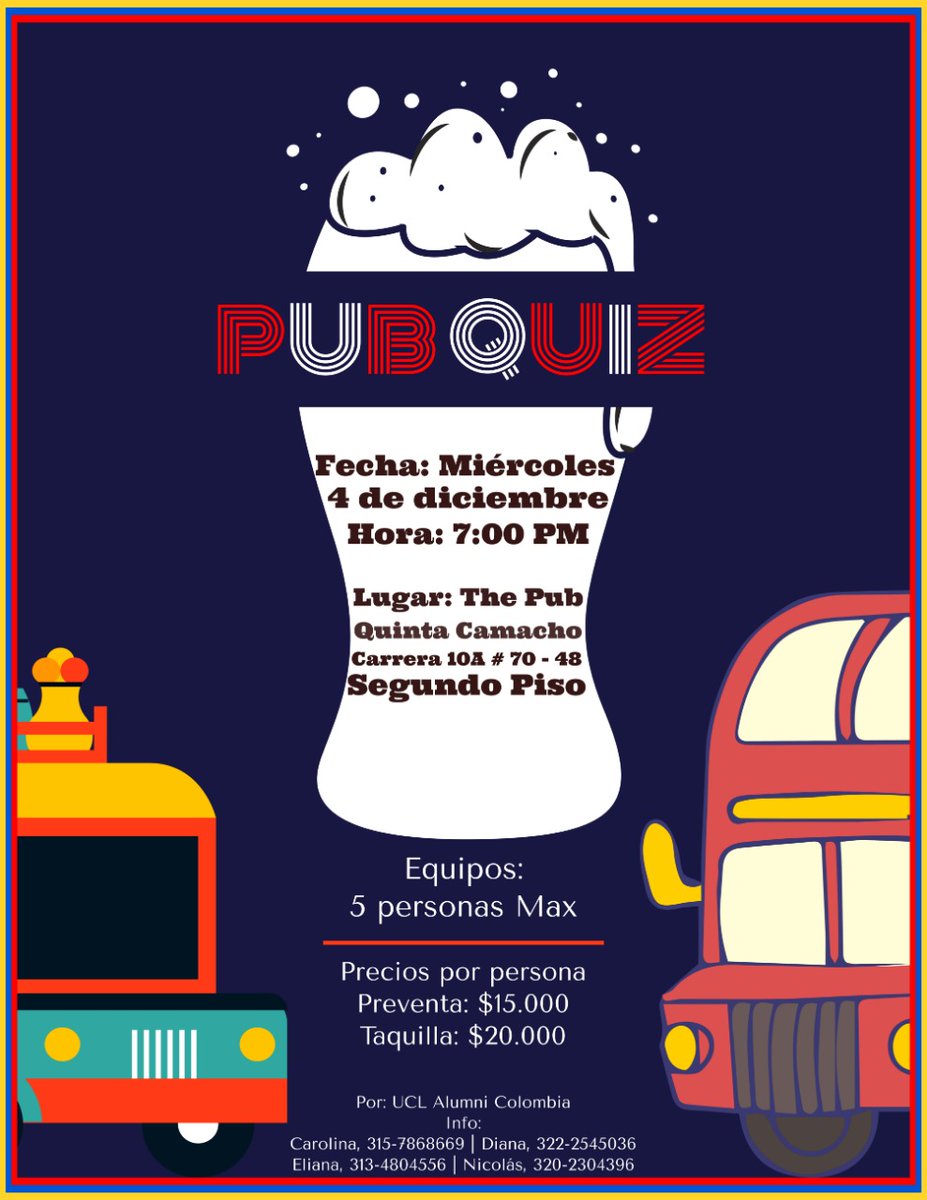 UCL_Colombia's tweet photo. Reprogramamos en Pub Quiz para el 4 de diciembre ¡Ahora sí a inscribirse! https://t.co/2cFCrRSZpt